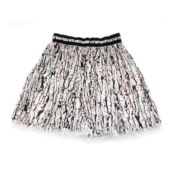 CARVEN Georgette A-Line Mini Skirt High Waist White Black - Picture 4 of 6